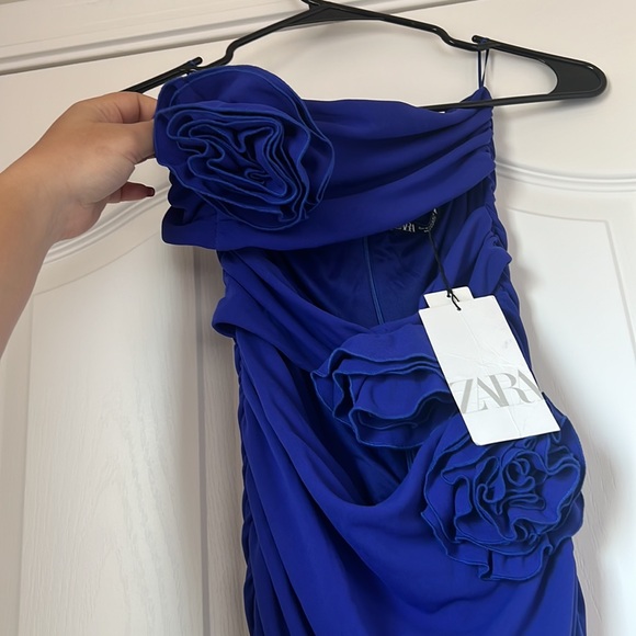 Zara blue-violet floral detail cut-out mini dress - Picture 5 of 7
